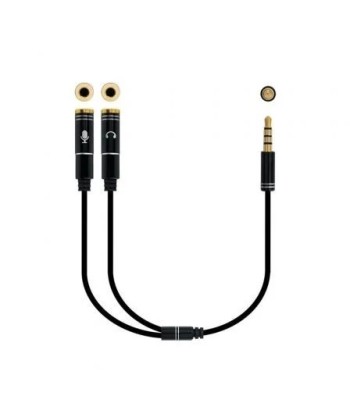 Cable Adaptador Audio 3,5M - 2x3,5H 25 cm. 4P NANOCABLE - 1
