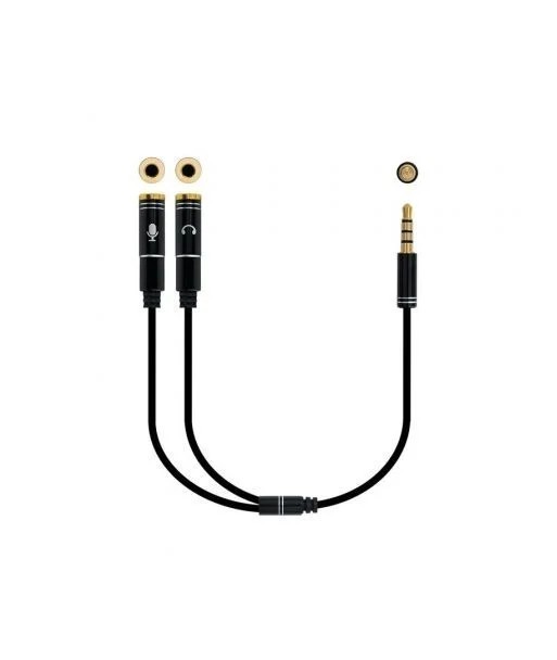 Cable Adaptador Audio 3,5M - 2x3,5H 25 cm. 4P NANOCABLE - 1