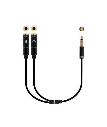 Cable Adaptador Audio 3,5M - 2x3,5H 25 cm. 4P NANOCABLE - 1