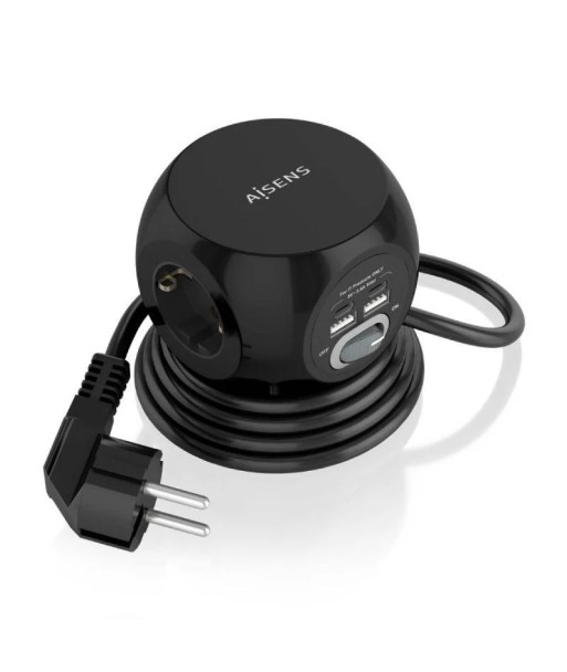 Regleta con Interruptor  3 Tomas de Corriente AISENS ASPS-2A2C05-BK 2 USB Tipo-C/ 2 USB - 1