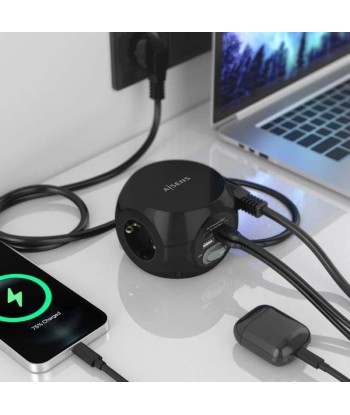 Regleta con Interruptor  3 Tomas de Corriente AISENS ASPS-2A2C05-BK 2 USB Tipo-C/ 2 USB - 4