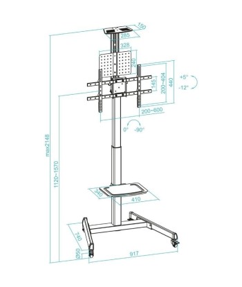 Soporte de suelo con ruedas para TV de 35-70" - 4