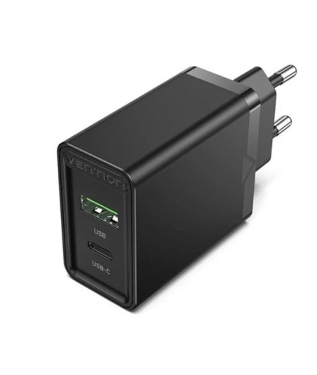 Cargador de Pared Vention FBBB0-EU 1xUSB Tipo-C / 1xUSB/ 20W - 1